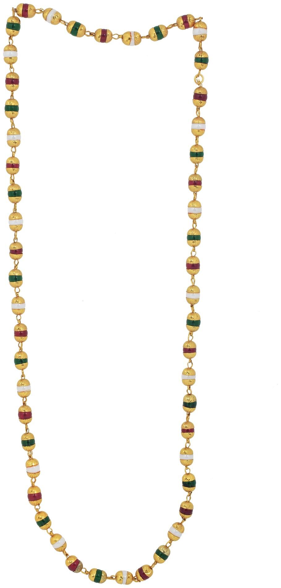 

MissMister Gold Finish Handmade Capped Precious Stones Ethnic Traditional Beads Mala Necklace Jewellery