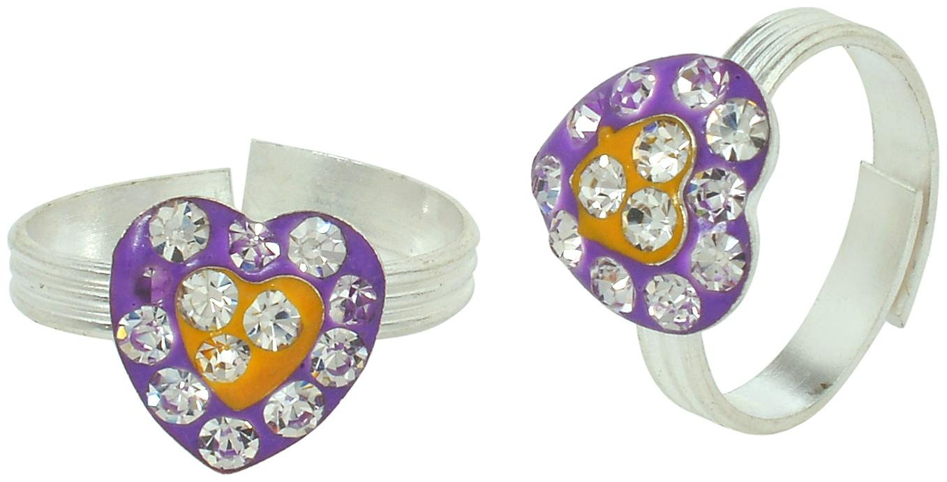 

MissMister Meenakari Heartshape Design Brass Cubic Zirconia Silver PlatedToe Ring