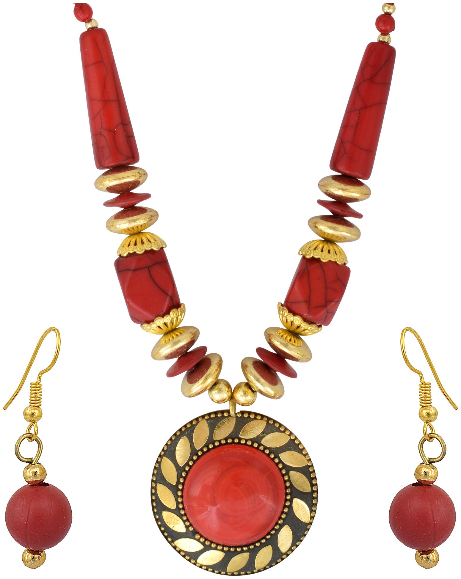 

MissMister Multi Colored Pendant Set with Earrings For Women