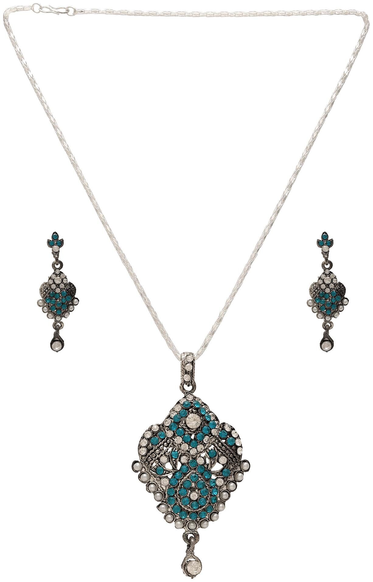 

MissMister Multi Colored Pendant Set with Earrings For Women