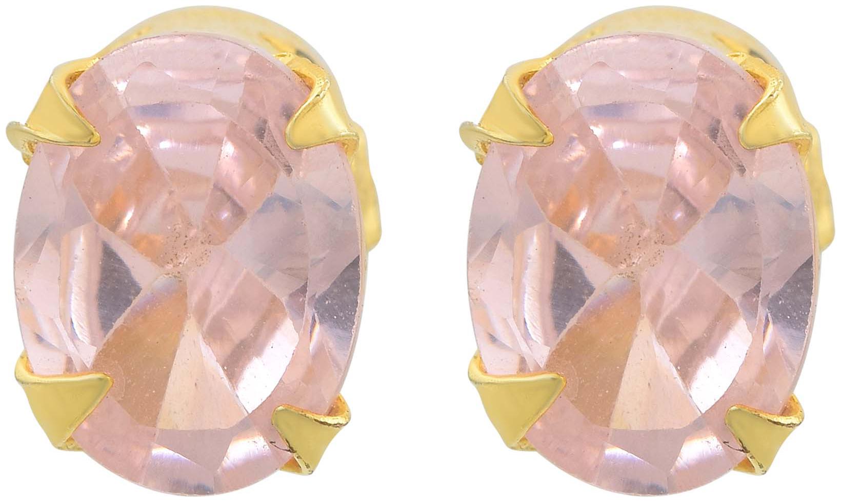 

MissMister Pure Goldplated Faux (Lab-Created) Rose Quartz Pink Stud Earrings Women Girls