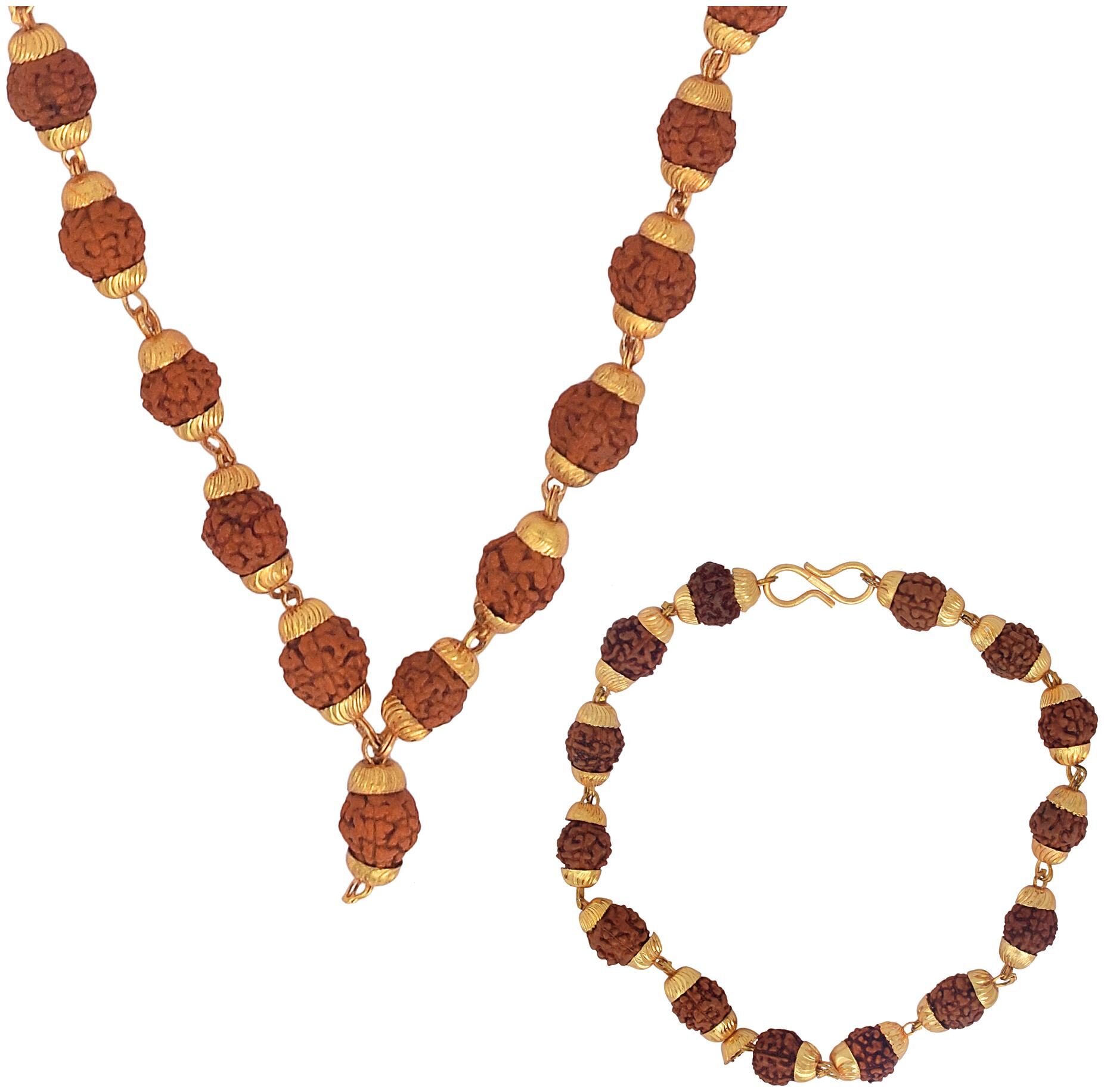 

MissMister Pure Rudraksh combo of Necklace and Bracelet Temple Jewellery