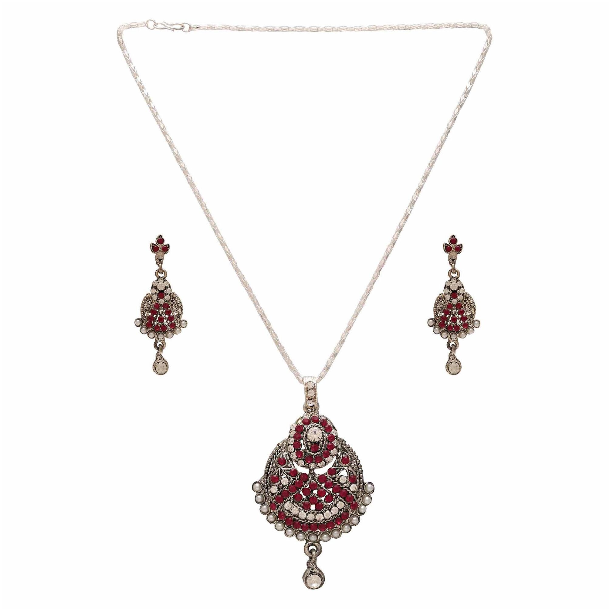 

MissMister Red Pendant Set with Earrings For Women