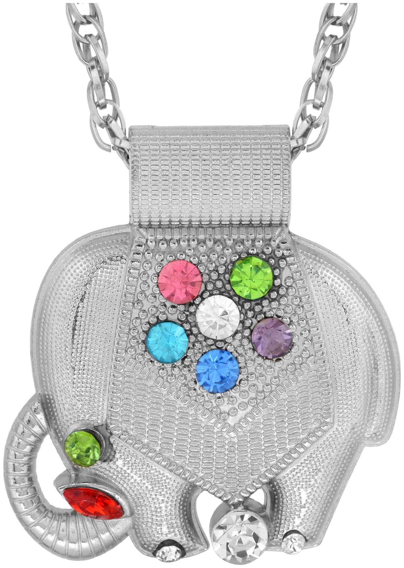 

MissMister Silver plated CZ studded Elephant design Fashion pendant Men