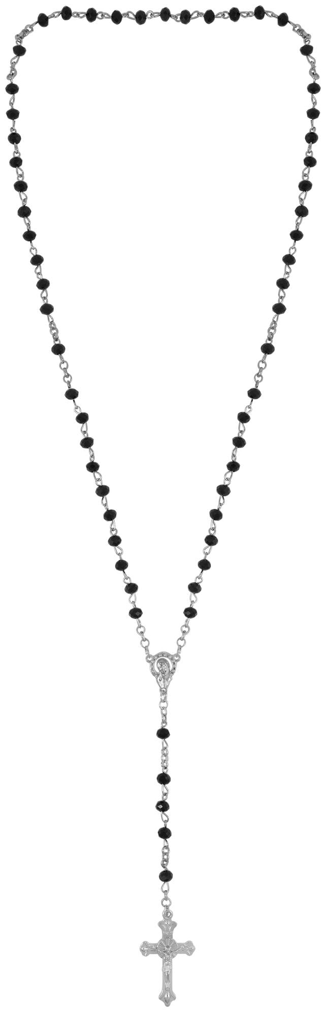 

MissMister Steel Facetted Black bead Catholic Christian Rosary Bead Mala Men