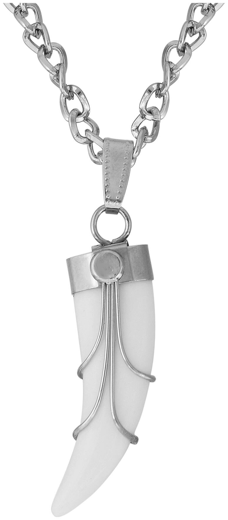 

MissMister Silver Plated Brass Faux Ivory Horn Tooth Design Pendant