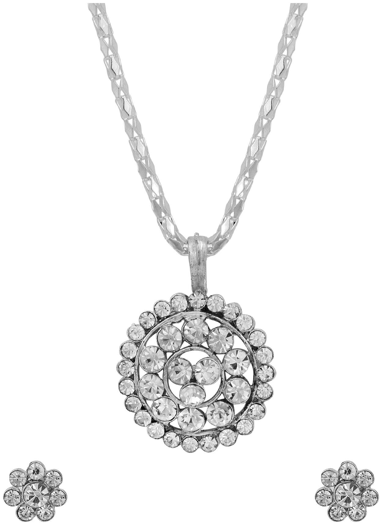

MissMister White Pendant Set with Earrings For Women