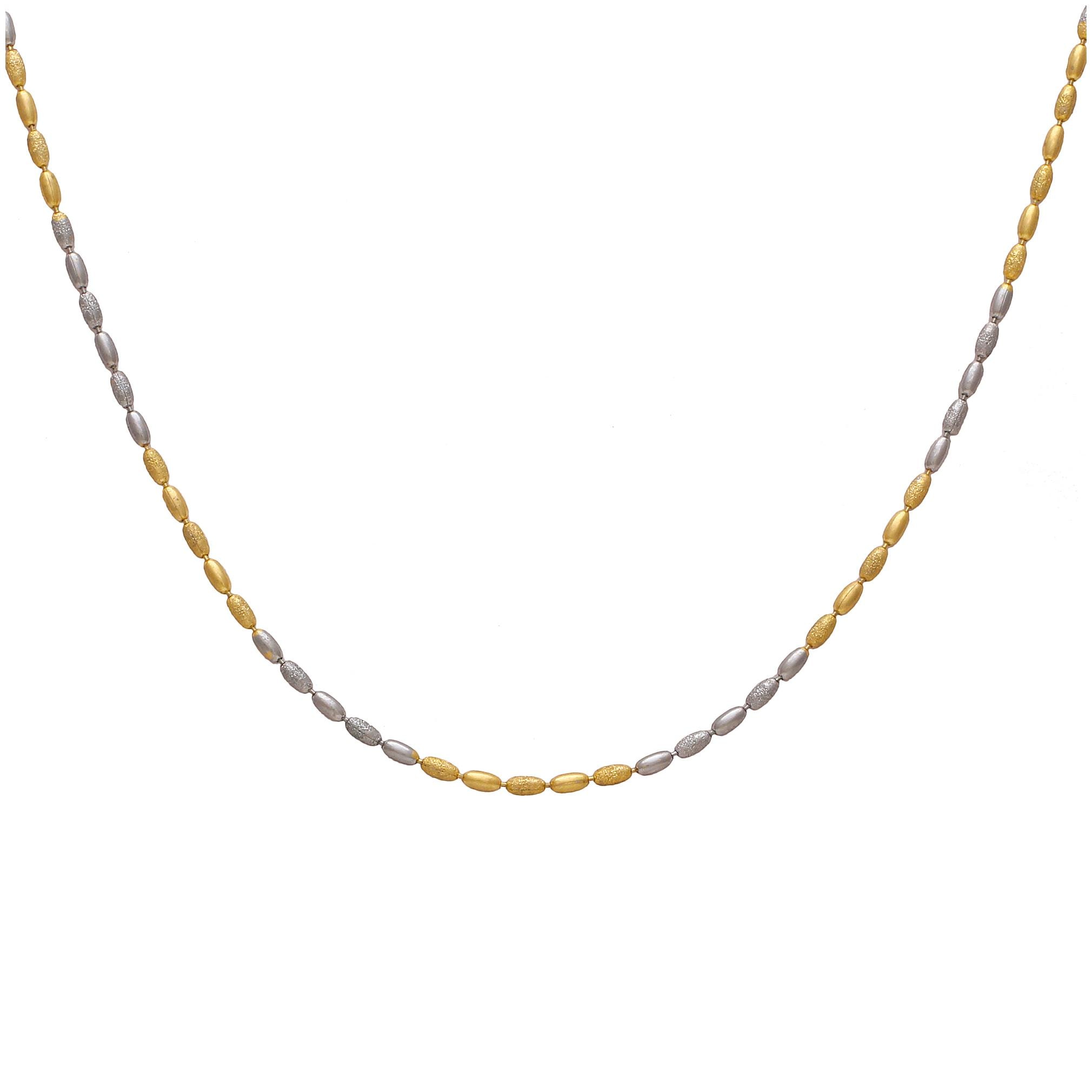 

MissMister White and Yellow Gold Plated Wheat Grain Design 16 inch Chain for Women Baby Child