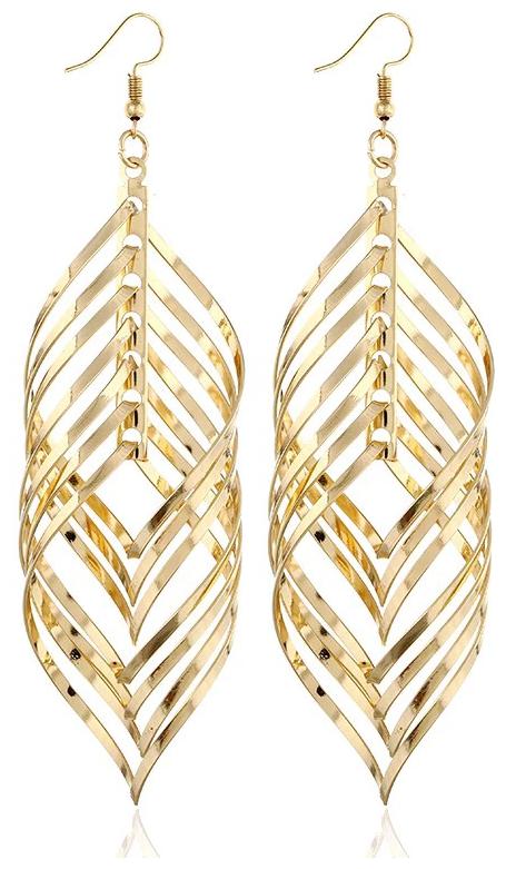

Mizorri Exaggerated Hollow Multi-layer Leaves Long Drop Earrings