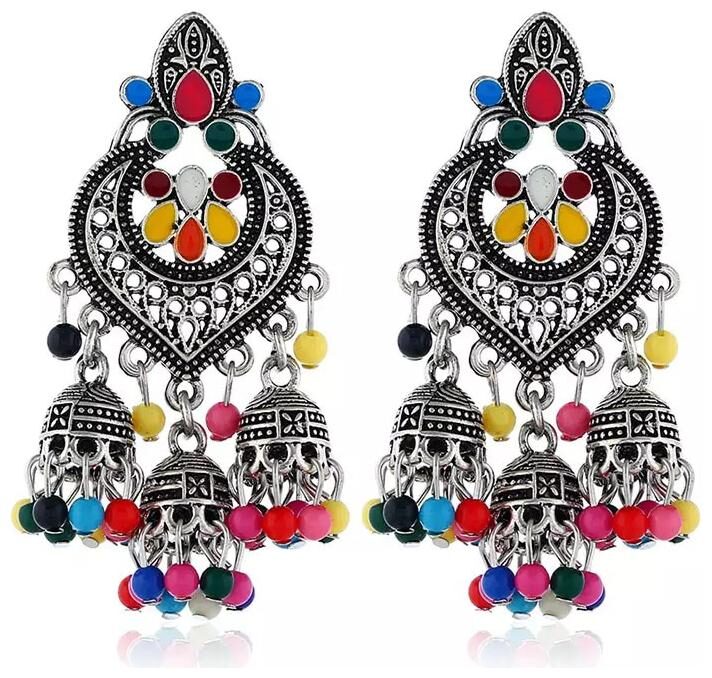 

Mizorri Gold Birdcage Statement Big Resin Long Zhumka Earrings