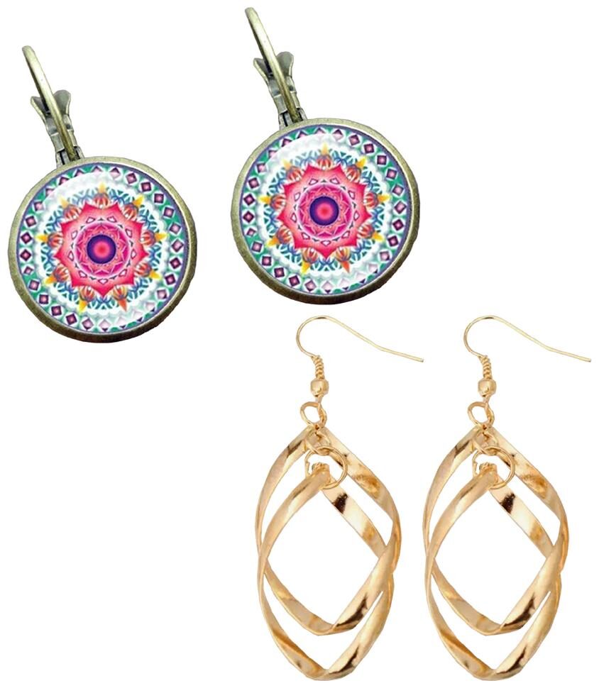 

Mizorri Mandala Stud Fashion Double Layer Twisted Drop Earring For Women (Pack Of 2)