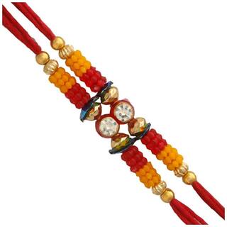 MJR COMBO of  2 Rakhi / Rakhi for Brother with Rakhi Card & Roli Chawal