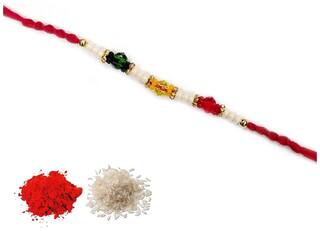 MJR COMBO of  1 Rakhi / Rakhi for Brother with Rakhi Card & Roli Chawal