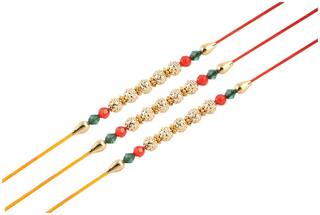 MJR COMBO of  3 Rakhi / Rakhi for Brother with Rakhi Card & Roli Chawal