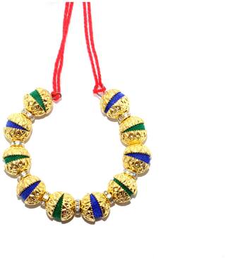 MJR COMBO of  1 Rakhi /  Rakhi Gift for Brother with Rakhi Card & Roli Chawal / Pearl / Crystal rakhi