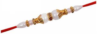 MJR COMBO of  1 Rakhi /  Rakhi Gift for Brother with Rakhi Card & Roli Chawal / Pearl / Crystal rakhi