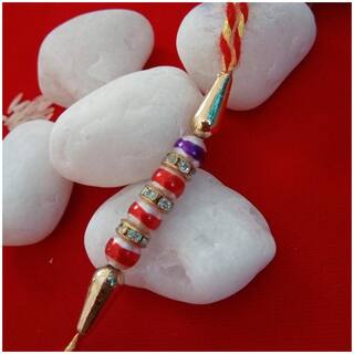 MJR COMBO of  1 Rakhi / Rakhi for Brother with Rakhi Card & Roli Chawal