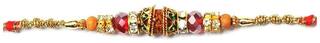 MJR COMBO of  1 Rakhi /  Rakhi Gift for Brother with Rakhi Card & Roli Chawal / Pearl / Crystal rakhi