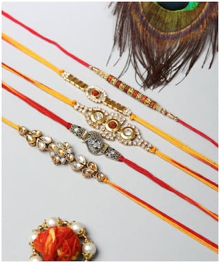 Mjr pack of 5 Scented Rakhi with Roli Chawal & Rakhi Card