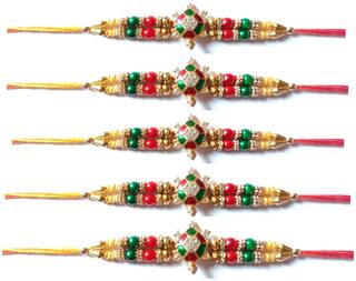 MJR  pack of 5 Designer Rakhi with Roli Chawal