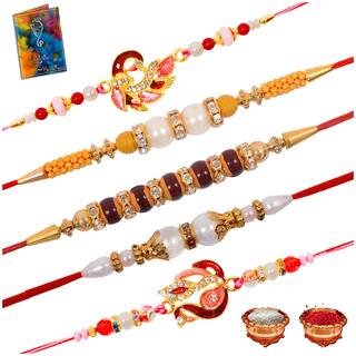 Mjr pack of 5 Scented Rakhi with Roli Chawal & Rakhi Card