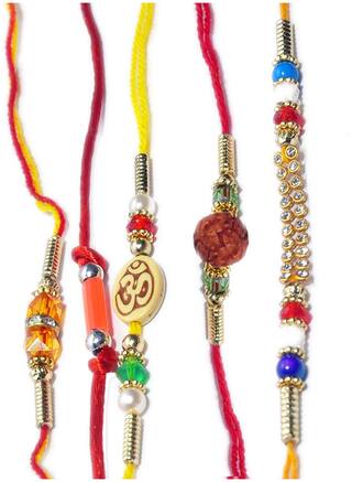 Mjr Rakhi Exclusive Designer Rakhi (Pack of 5) with Roli Chawal & Rakhi Card