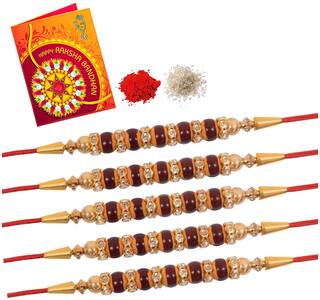 MJR Rakshabandhan Special Rakhi Combo (Set of 5) with Roli Chawal & Rakhi Card