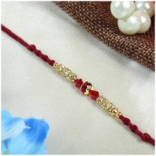 MJR Set of  1 Rakhi for Brother / Bhaiya / Bhabhi with Rakhi Card & Roli Chawal -mjr221