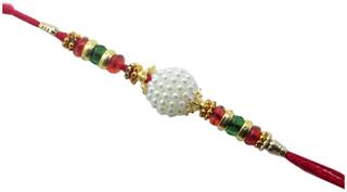 MJR Set of  1 Rakhi for Brother / Bhaiya / Bhabhi with Rakhi Card & Roli Chawal -mjr19
