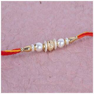 MJR Set of  1 Rakhi for Brother / Bhaiya / Bhabhi with Rakhi Card & Roli Chawal -mjr179