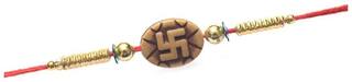 MJR Set of  1 Rakhi for Brother / Bhaiya / Bhabhi with Rakhi Card & Roli Chawal -mjr69