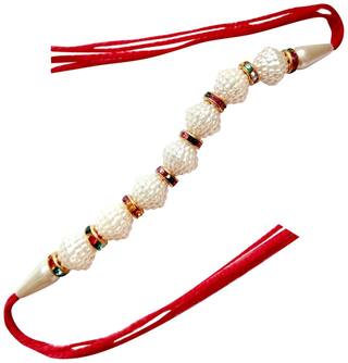 MJR Set of  1 Rakhi for Brother / Bhaiya / Bhabhi with Rakhi Card & Roli Chawal -mjr184