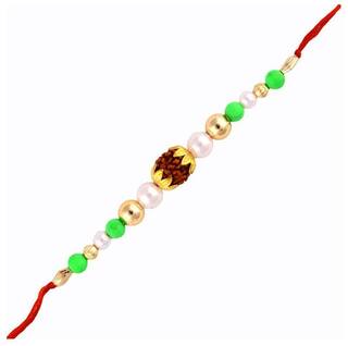 MJR Set of  1 Rakhi for Brother / Bhaiya / Bhabhi with Rakhi Card & Roli Chawal -mjr40