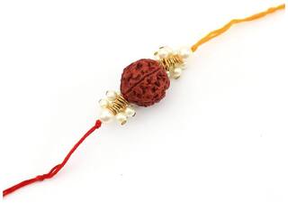 MJR Set of  1 Rakhi for Brother / Bhaiya / Bhabhi with Rakhi Card & Roli Chawal -mjr6