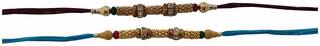 MJR Set of 2 Rakhi /Pearl/Rudraksha/Om/Ganesh/Swastika/Crystal/ Rakhi for Brother with Rakhi Card & Roli Chawal