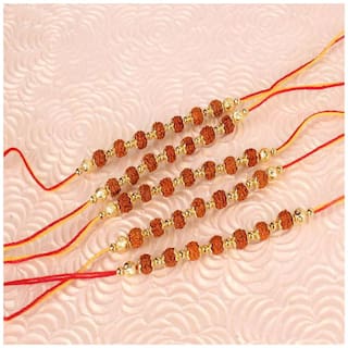 MJR Set of  5 Designer Rakhi for Rakshabandhan with Rakhi Card & Roli Chawal