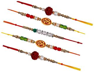 MJR Set of 5 Rakhi / Rakhi for Bhabhi with  Roli Chawal