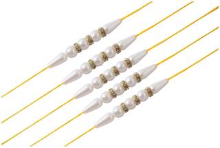 MJR Set of  5 Stone & Pearl Rakhi / Rakhi for Brother with Rakshabandhan Card & Roli Chawal