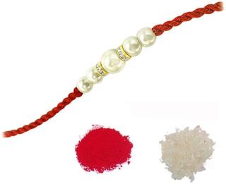 MJR Traditional Ethnic Rakhi Set of 1 Rakhi for Bhabhi | Rakhi Combo (Roli, Chawal, Mishri)-147