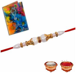 MJR Traditional Designer Rakhi Set for Brother | Rakhi Combo (Roli, Chawal, Mishri) -89