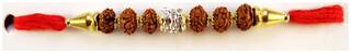 MJR Traditional Designer Rakhi Set for Brother | Rakhi Combo (Roli, Chawal, Mishri) -296