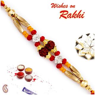 Mjr Traditional Ethnic Rakhi Set for Bhabhi | Rakhi Combo (Roli, Chawal, Mishri) -392