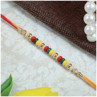 MJR Traditional Designer Rakhi Set for Brother | Rakhi Combo (Roli, Chawal, Mishri) -361