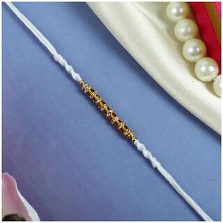 MJR Traditional Designer Rakhi Set for Brother | Rakhi Combo (Roli, Chawal, Mishri) -372
