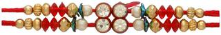 MJR Traditional Designer Rakhi Set for Brother | Rakhi Combo (Roli, Chawal, Mishri) -101