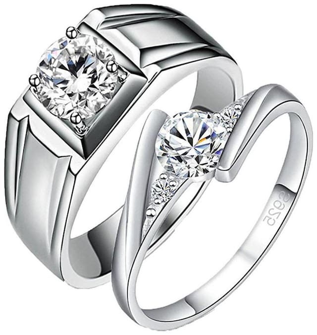 Mr & Mrs Love Forever Designer Edition Adjustable Engagement Couple Rings