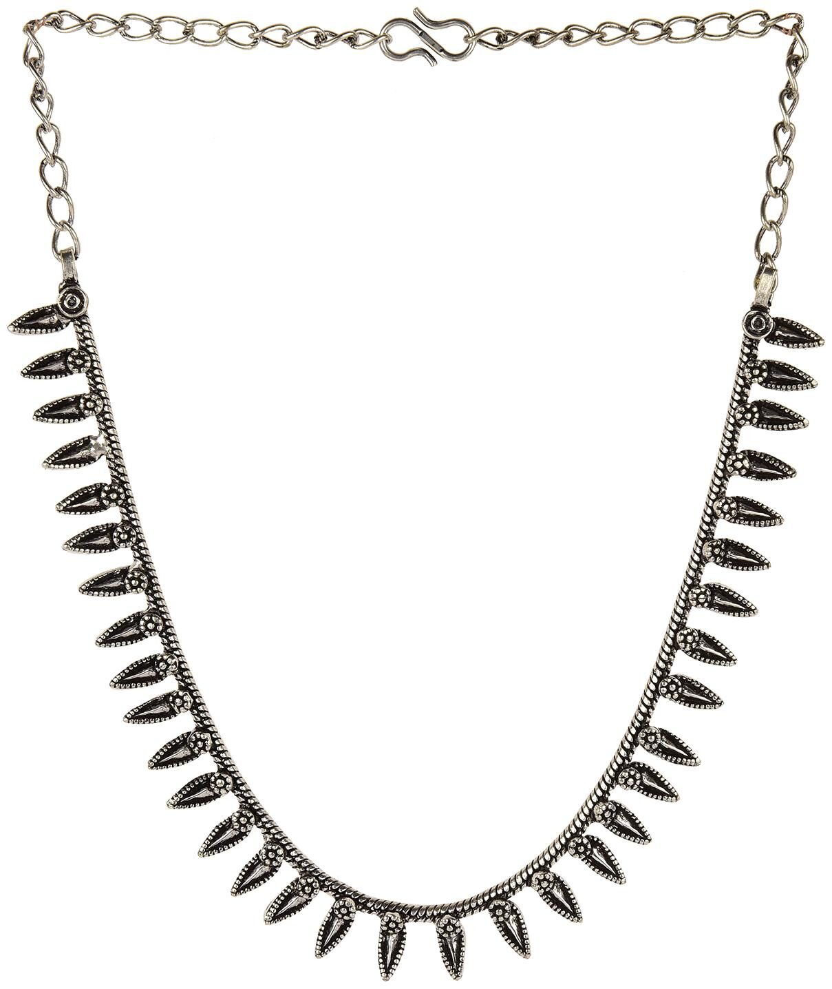 

muccasacra Latest Fashion Classy Looking Leafy neckline Oxidized silver Necklace