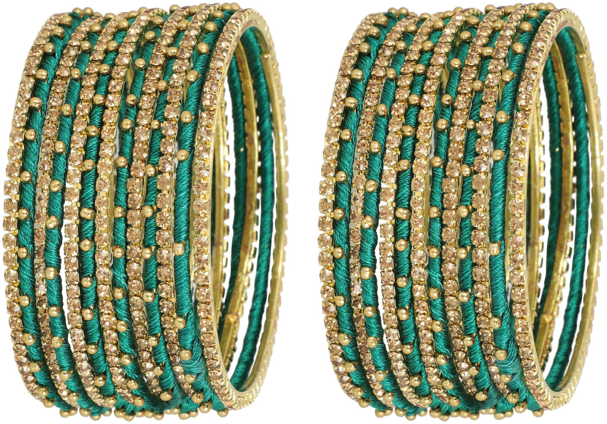 

MUCH MORE Charm Look Beautiful Thread Metal Kada (26 Psc) Added Punjabi Wedding Wear Bangles for Women