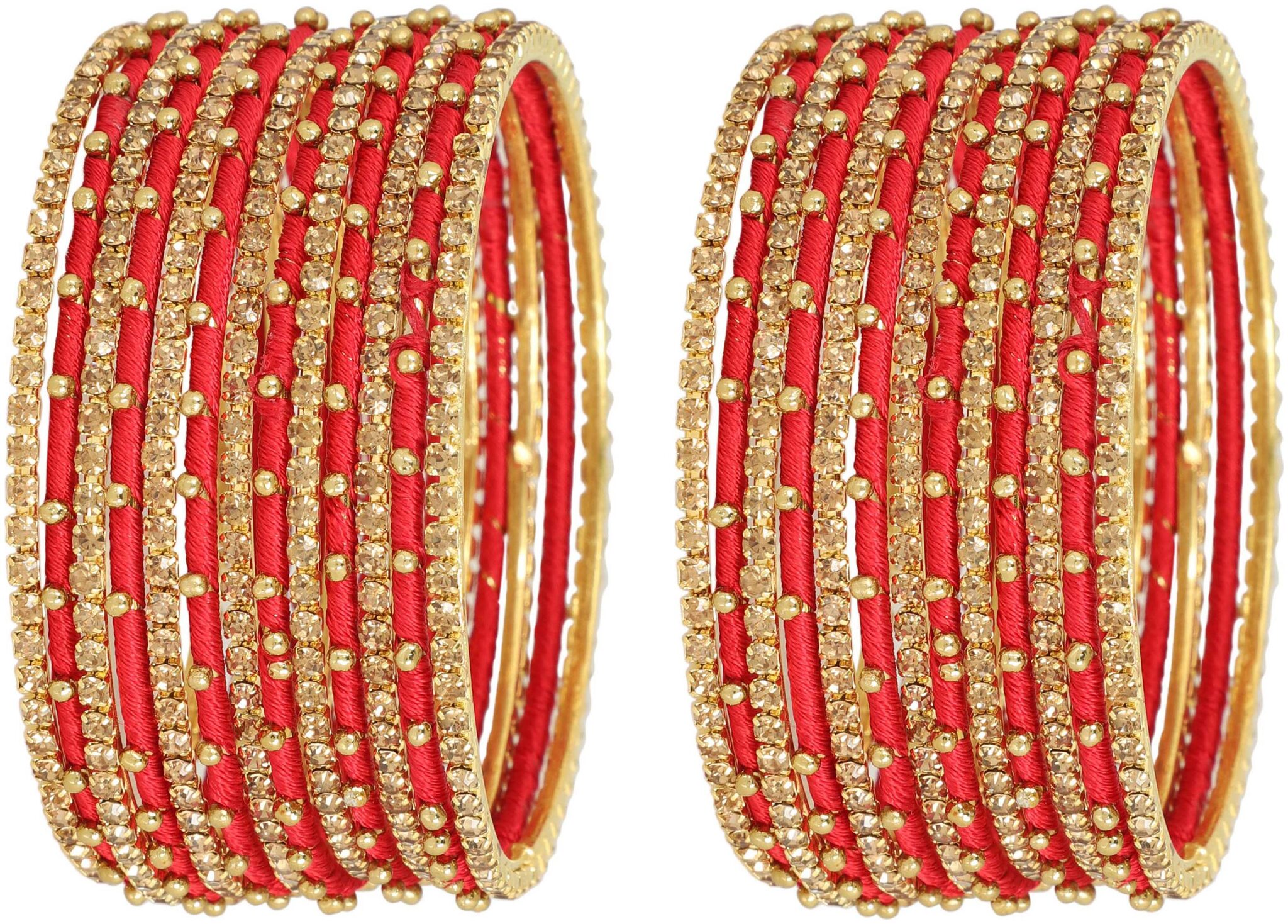 

MUCH MORE Charm Look Beautiful Thread Metal Kada (26 Psc) Added Punjabi Wedding Wear Bangles for Women