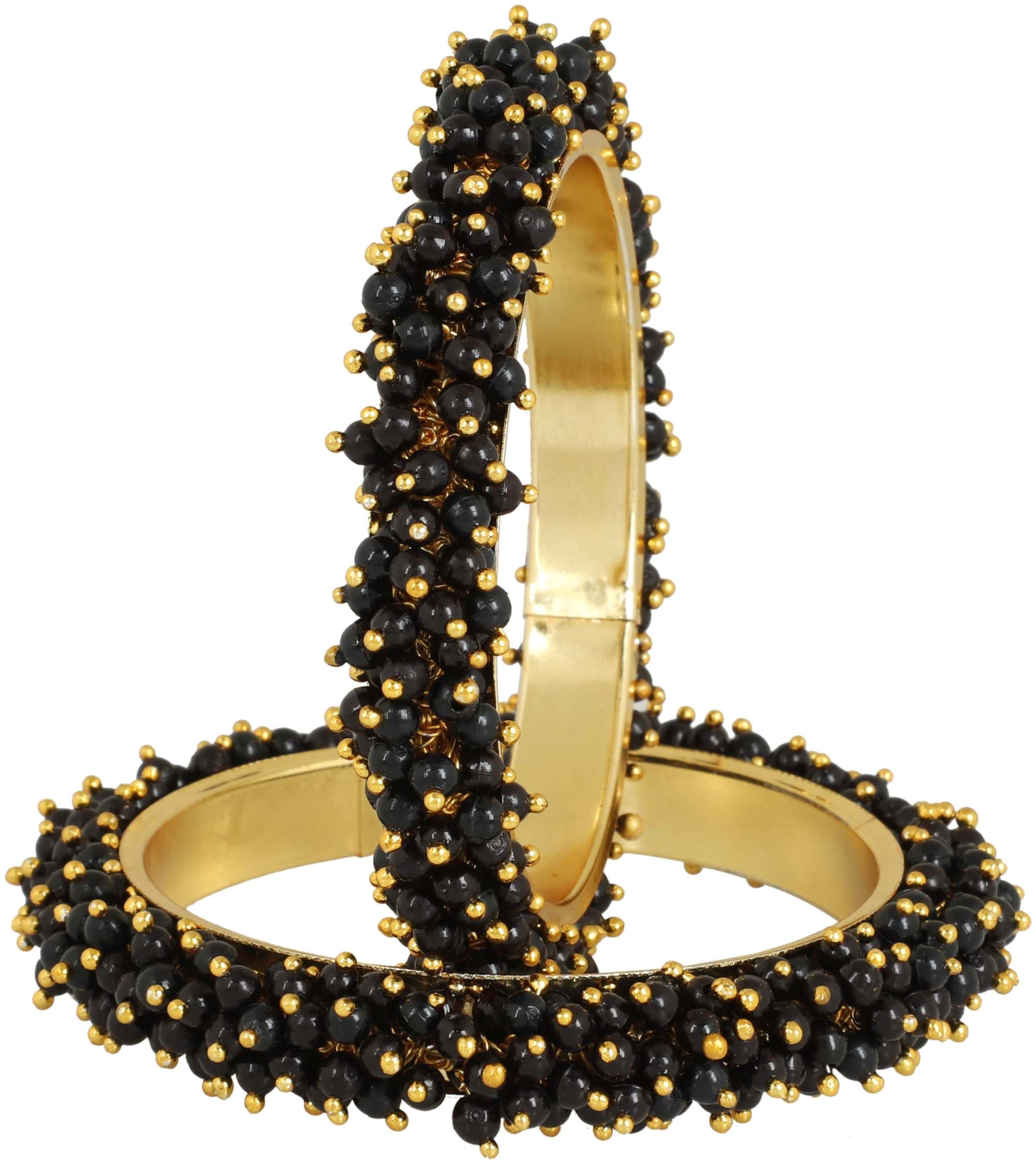 

MUCH MORE Ethnic Gold Tone 2 set of Polki Bangles Traditional Jewellery with Ruby Stone